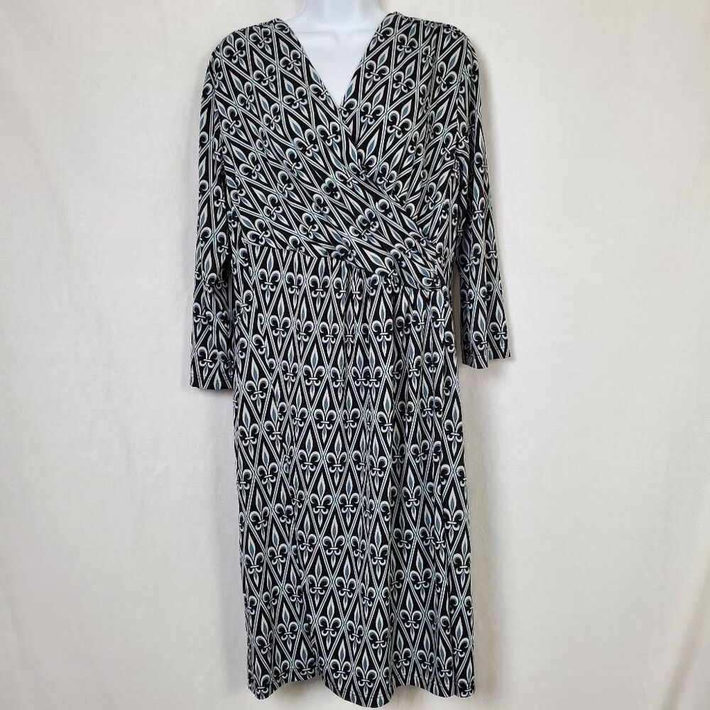Bob Mackie Wearable Art Black White Geometric Print Dress L